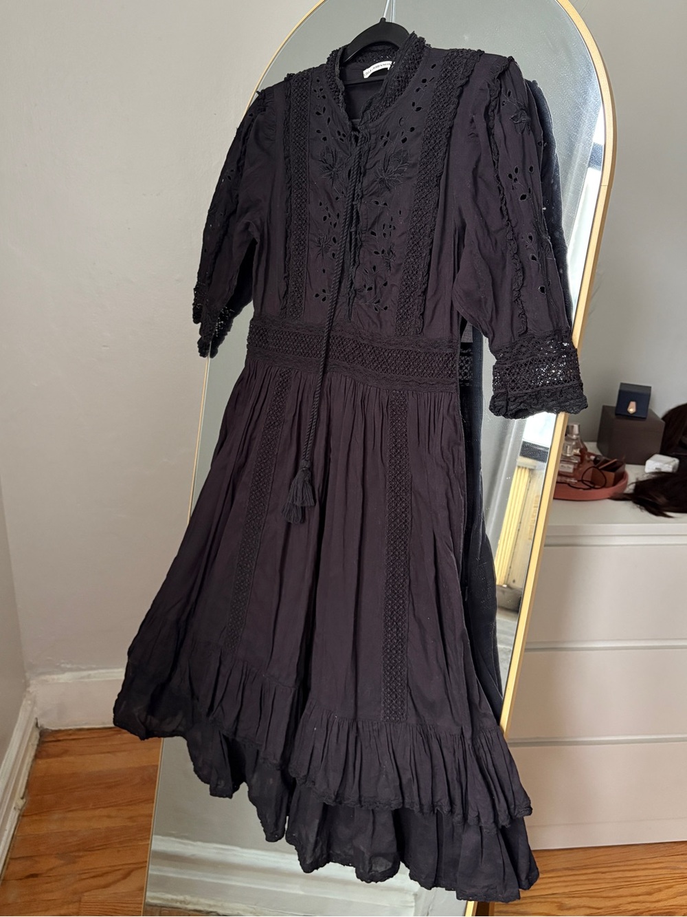 Ulla Johnson Black Embroidered Dress